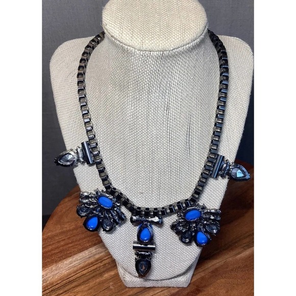 Express Y2k Blue Crystal Silver Wings Beautiful Statement Necklace - Picture 8 of 15